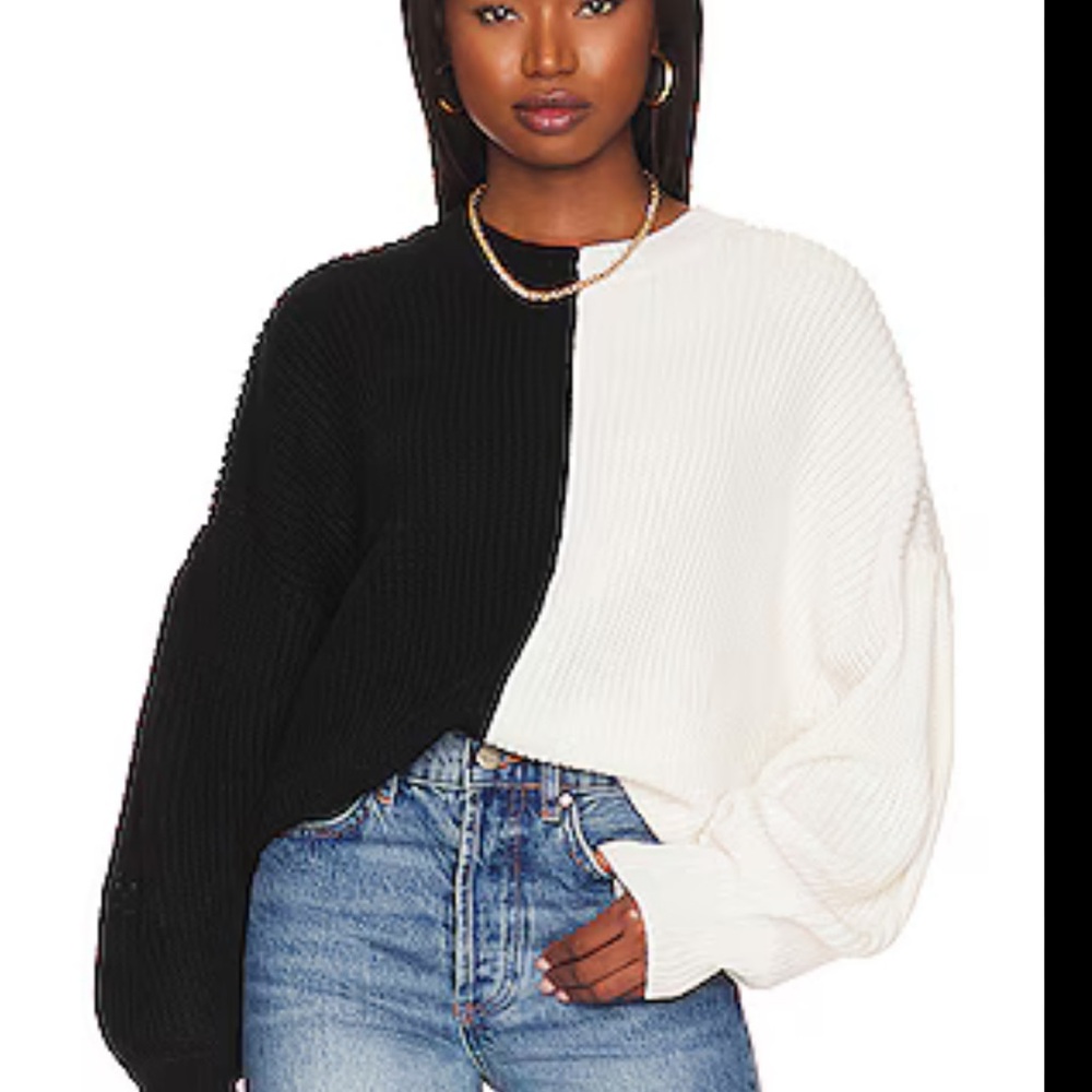 Sanctuary Crewneck‎ Black and White Sweater